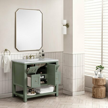 James Martin Vanities Breckenridge 36in Single Vanity Cabinet, Smokey Celadon 330-V36-SC